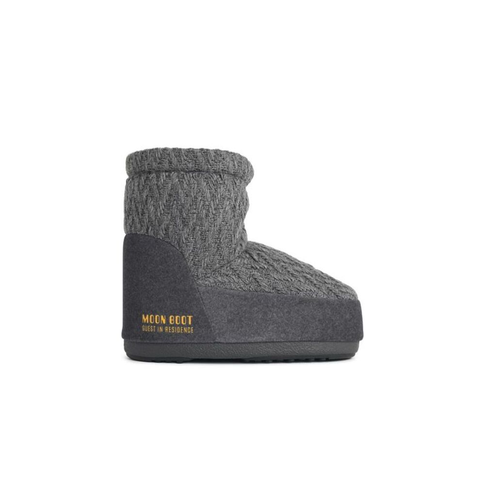 Moonboot 'Icon Low Nolace Knit' Grey Fabric Boots Women